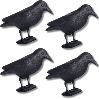 Set van 4x stuks zwarte horror decoratie raven/kraaien 38 cm