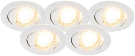 Set van 5 inbouwspots wit incl. LED 3-staps dimbaar - Mio