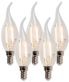 Set van 5 LED filament kaarslamp E14 3W 2700K 250lm F35 dimbaar helder