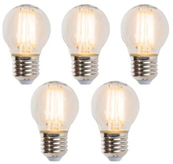 Set van 5 LED filament kogellamp E27 5W 470lm P45 dimbaar helder