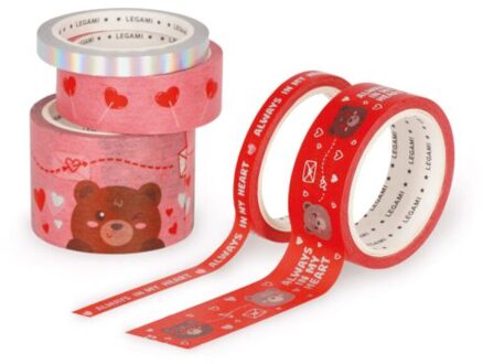 set van 5 sticky washi tapes - teddy bear - tape by tape