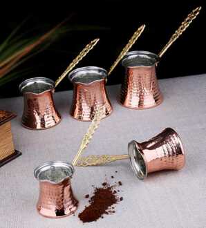 Set van 5 Turkse Koffie Pot, Cezve, Ibrik, Hand Gehamerd Koperen Koffiezetapparaat