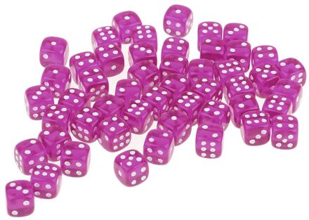 Set Van 50 D6 Dobbelstenen Polyhedral Clear Acryl Voor Dnd Rpg Mtg Tafel Spel paars
