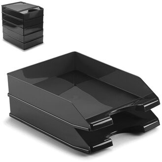 Set van 5x stuks brievenbakjes zwart A4 formaat