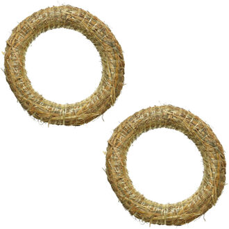 Set van 5x stuks decoris kerstkrans van stro - 25 x 5 cm - diy kransen maken - kerst deurkrans