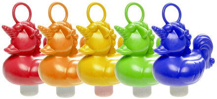Set van 5x stuks eenhoorn badeendjes badspeelgoed 12 cm