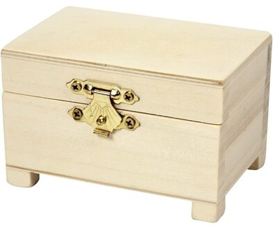 Set van 5x stuks houten kistjes onbedrukt 6 x 9 x 6 cm - Knutsel juwelen sieraden kistje 9 cm