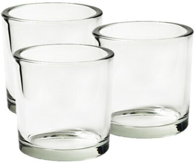 Set van 5x stuks kaarsenhouders voor theelichtjes/waxinelichtjes transparant  14 x 14 cm - Stevig glas/glazen kaarsjes houders