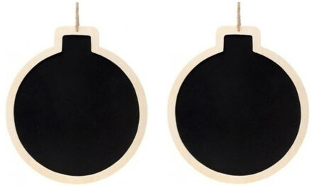 Set van 5x stuks kersthangers kerstfiguur houten krijtbord kerstbal vorm 22 cm