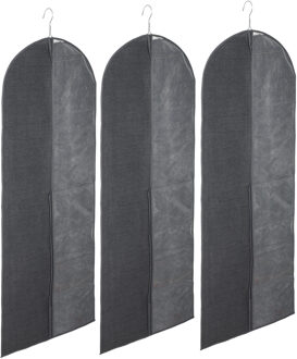 Set van 5x stuks kleding/beschermhoes linnen grijs 130 cm inclusief kledinghangers