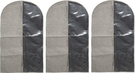 Set van 5x stuks kleding/beschermhoezen polyester/katoen grijs 100 cm