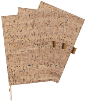 Set van 5x stuks natuurlijn schriftjes/notitieboekjes harde kurk kaft A5 formaat