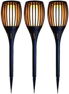 Set van 5x stuks solar tuinlamp / fakkel - met vlameffect - zonne-energie - 58 cm