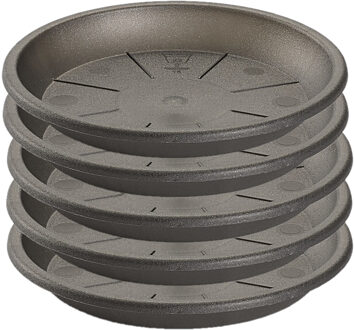 Set van 5x stuks water opvangschaal bakje Planten/bloempot antraciet grijs rond 16 cm