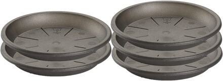 Set van 5x stuks water opvangschaal bakje Planten/bloempot antraciet grijs rond 24 cm