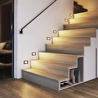 Set van 6 Dillon - LED Inbouw Wandlampen - 3 Watt 340 Lumen - 3000K Warm wit - IP54 waterdicht - Voor binnen en buiten - Zwart