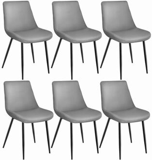 Set van 6 eetkamerstoelen kuipstoel Monroe Fluweel Look Grijs - 404934