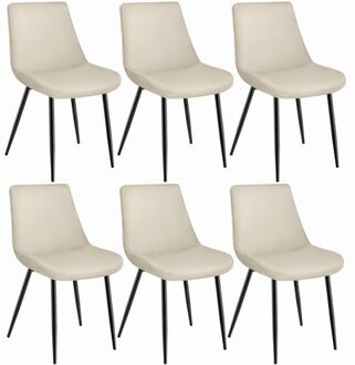 Set van 6 eetkamerstoelen kuipstoel Monroe Fluweellook Creme - 404940