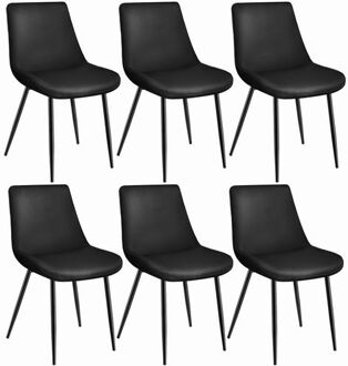 Set van 6 eetkamerstoelen kuipstoel Monroe Fluweellook Zwart - 404937