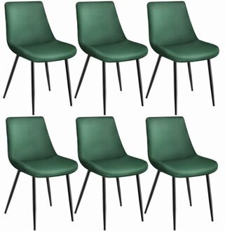 Set van 6 eetkamerstoelen kuipstoelen Monroe Fluweellook - Donkergroen - 404931