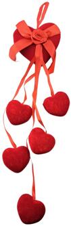 Set van 6 fluwelen harten 9x4x40 cm rood