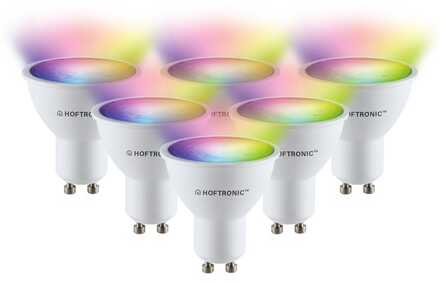 Set van 6 GU10 120° SMART LED Lampen RGBWW Wifi+Bluetooth 5.5 Watt 400lm Dimbaar