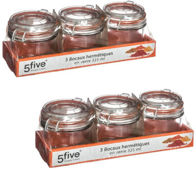 Set van 6 inmaakpotjes/voorraadpotjes 0,33L glas met beugelsluiting