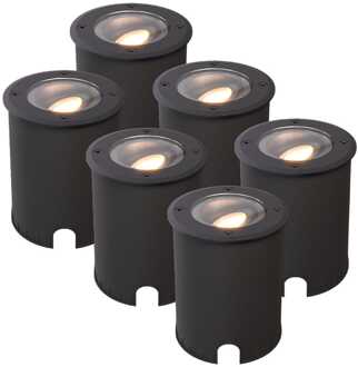 Set van 6 Lilly dimbare LED Grondspot - Kantelbaar - Overrijdbaar - Rond - 2700K warm wit - IP67 waterdicht - 3 jaar garantie - Zwart
