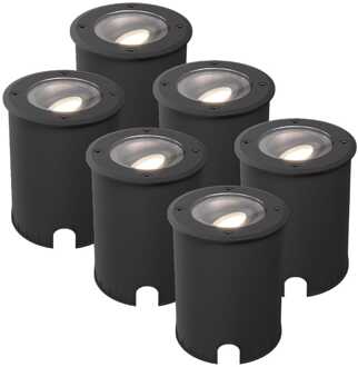 Set van 6 Lilly dimbare LED Grondspot - Kantelbaar - Overrijdbaar - Rond - 4000K neutraal wit - IP67 waterdicht - 3 jaar garantie - Zwart