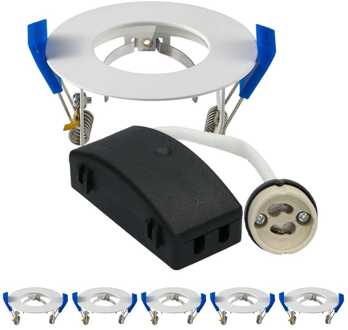 Set van 6 Pisa - LED Inbouwspots - Armatuur - Diameter 85mm - GU10 Fitting incl. lamphouder - Rond - IP65 voor badkamer en buiten - Wit