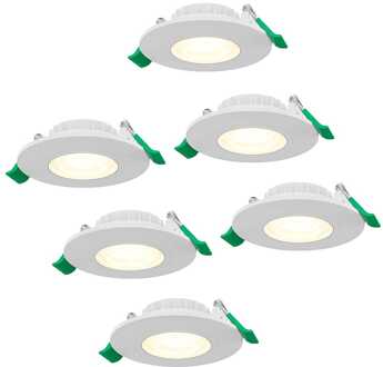 Set van 6 Prado dimbare LED Inbouwspots - 6 watt 570 lumen - CCT instelbare lichtkleur 2700K/4000K/6000K - Lage inbouwdiepte 25 mm - rond - IP44 voor binnen en buiten - Wit