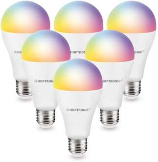Set van 6 Smart E27 lampen - A65 vorm - 14 Watt 1400 lumen - RGBWW - Wifi & Bluetooth - Bestuurbaar via app - Google Home, Amazon Alexa en Siri - Smart lampen Wit