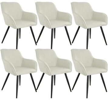 set van 6 Stoelen Marilyn Linnen Look - diverse kleuren - creme-zwart - 404676