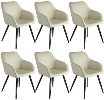 set van 6 Stoelen - Marilyn stof - diverse kleuren - creme /zwart