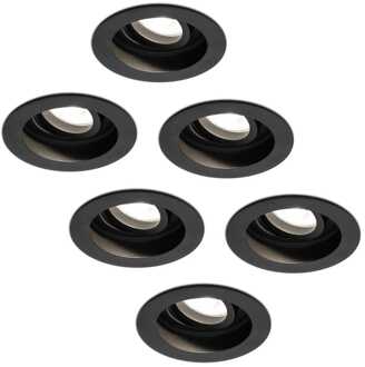 Set van 6 stuks dimbare LED inbouwspot Laredo 5 Watt 4000K zwart kantelbaar IP20