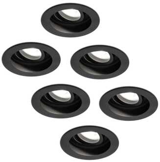 Set van 6 stuks dimbare LED inbouwspot Laredo 5 Watt 6400K zwart kantelbaar IP20