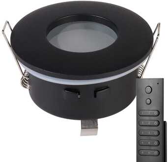 Set van 6 stuks dimbare LED inbouwspots Porto met 4.2 Watt spot IP44 Zwart incl. afstandsbediening