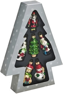 Set van 6 stuks kersthangers figuurtjes 8 cm kerstboomversiering