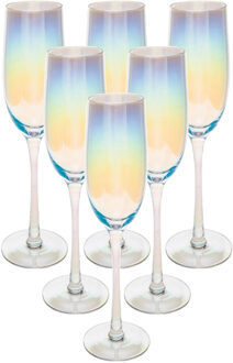 Set van 6x champagneglazen/flutes parelmoer Fantasy 210 ml van glas