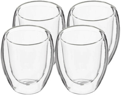 Set van 6x espressokopjes dubbelwandig glas 70 ml - Koffie- en theeglazen Transparant