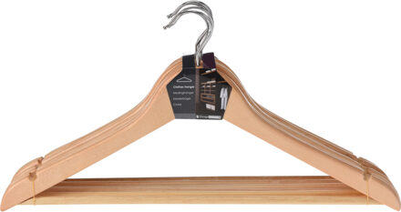 Set van 6x houten kledinghangers met broekstang