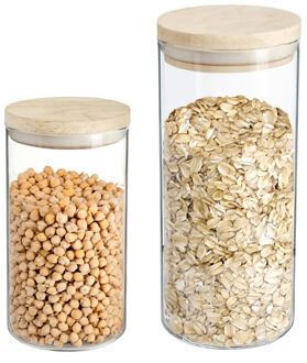 Set van 6x keuken voorraadbussen/potten glas 1.0 en 1.3 Liter inhoud