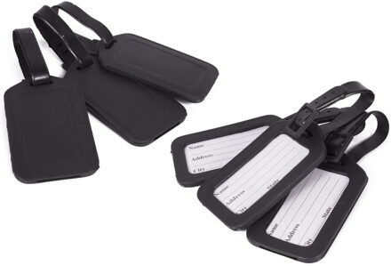 Set van 6x kofferlabels / bagagelabels zwart 13 x 5 cm - Bagagelabels