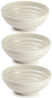 Set van 6x kommetjes/schaaltjes - Dessert/ontbijt - Kunststof - D13 cm - Beige