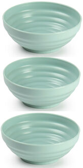 Set van 6x kommetjes/schaaltjes - Dessert/ontbijt - Kunststof - D13 cm - Mintgroen