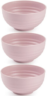 Set van 6x kommetjes/schaaltjes - Dessert/ontbijt - Kunststof - D13 cm - Oudroze