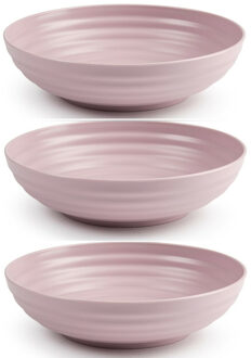 Set van 6x Kommetjes/schaaltjes - Dessert/ontbijt - Kunststof - D19 cm - Oudroze