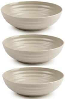 Set van 6x kommetjes/schaaltjes - Dessert/ontbijt - Kunststof - D19 cm - Taupe