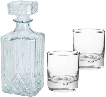 Set van 6x luxe drinkglazen/whiskyglazen 300 ml met karaf Jackson 900 ml - Drinkglazen Transparant