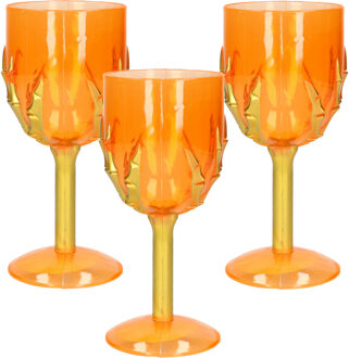 Set van 6x stuks horror kelk wijnglas/drinkbeker oranje 18 cm